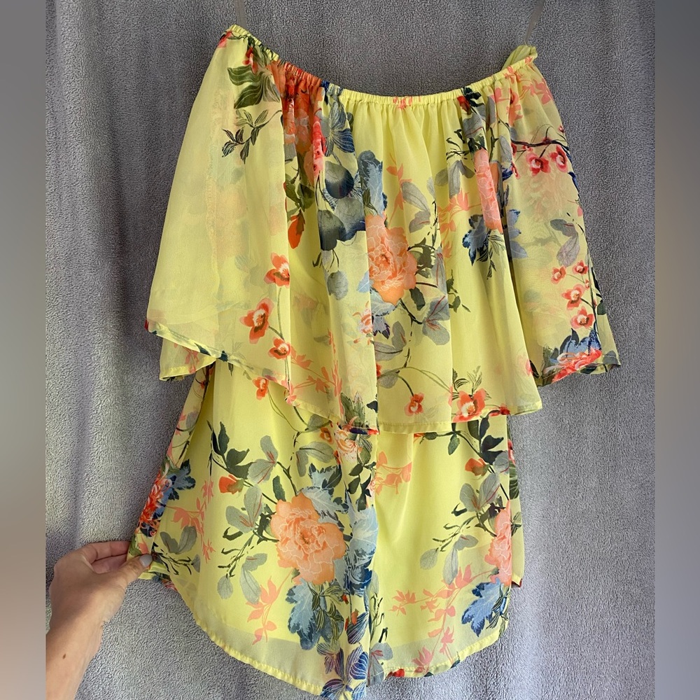 Floral off the shoulder romper